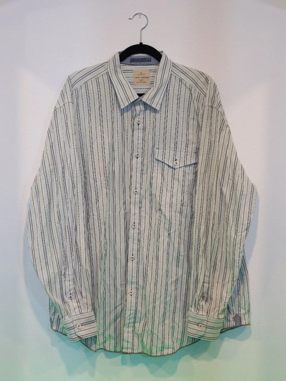 Tommy Bahama Jeans Men's Light Colored Cotton Button-Down Striped Shirt Size XXL